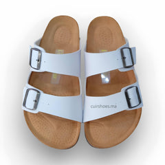 Sandales confortables pour hommes, Blanc - Cuir Shoes