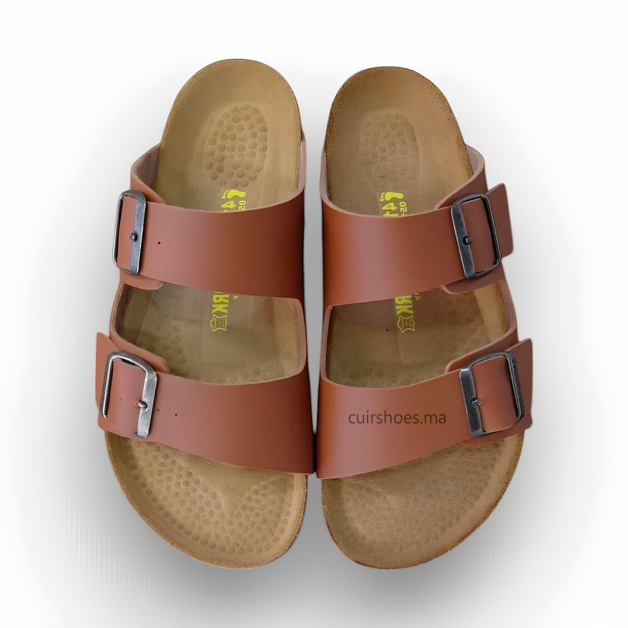 Sandales confortables pour hommes, Marron - Cuir Shoes